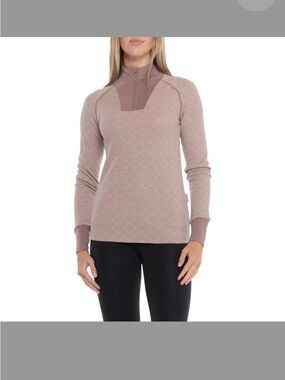 Kari Traa Voss Mauve Cashmere Merino Blend Knit Half-Zip Pullover